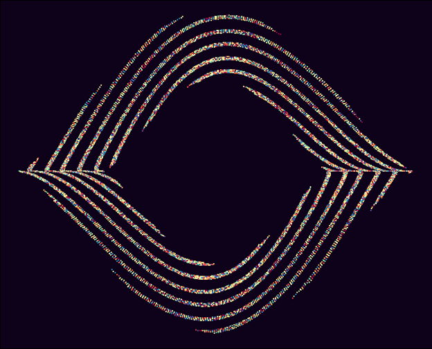 An abstract art piece created in the R programming language.